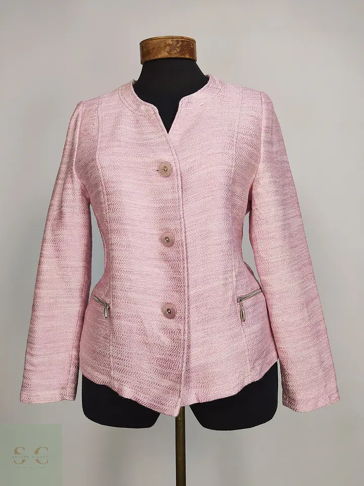 Chaqueta Corta Bouclé Texturizada Rosa AZ Modell Talla S 2