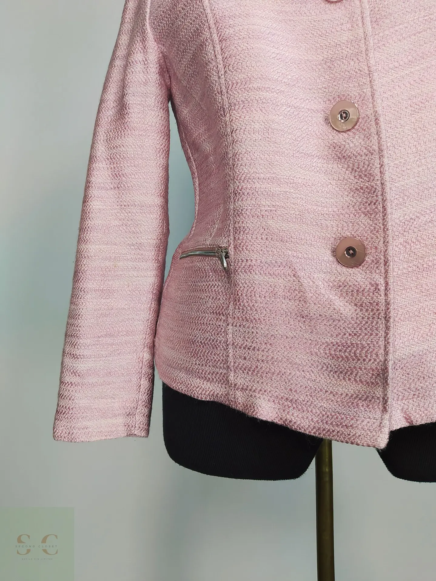 Chaqueta Corta Bouclé Texturizada Rosa AZ Modell Talla S 3