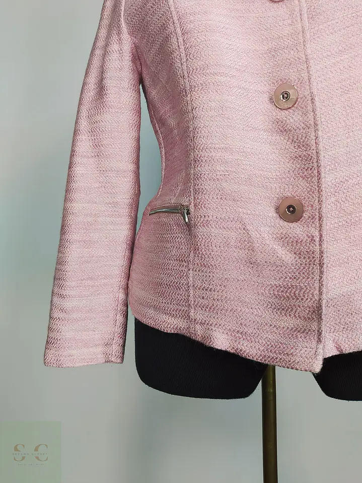 Chaqueta Corta Bouclé Texturizada Rosa AZ Modell Talla S 3