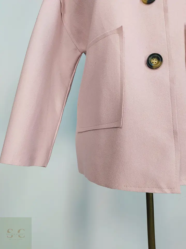 Abrigo Corto Oversize Rosa Palo Made in Italy Talla M 3