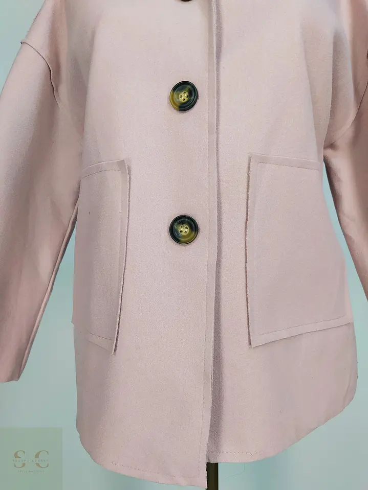 Abrigo Corto Oversize Rosa Palo Made in Italy Talla M 4