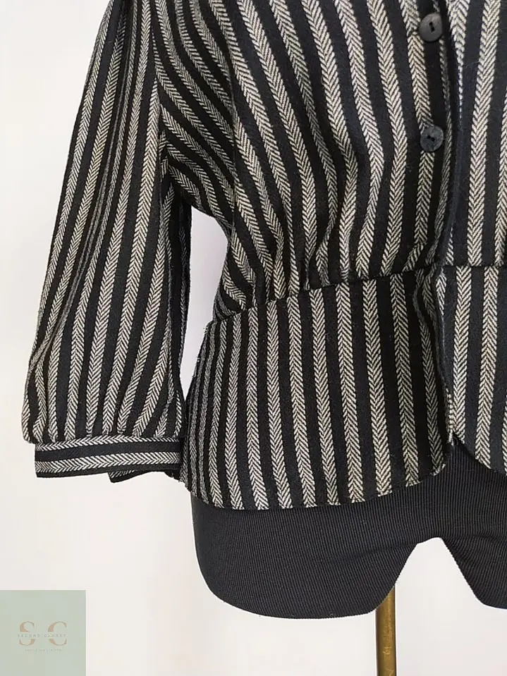 Chaqueta Vintage Miss Helen Estampado Espiga y Cuello de Terciopelo Talla SM 3