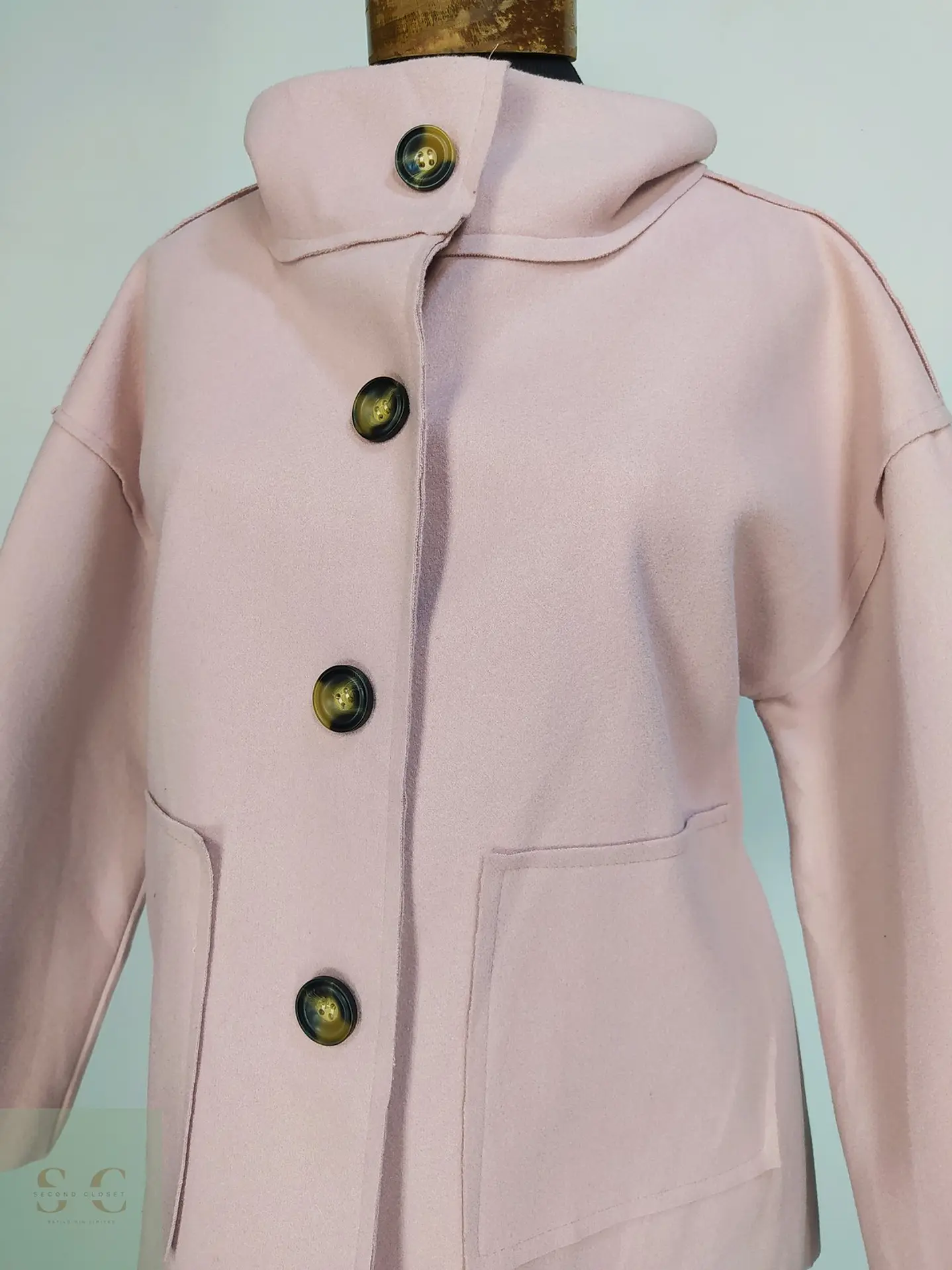 Abrigo Corto Oversize Rosa Palo Made in Italy Talla M 5