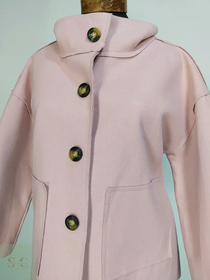 Abrigo Corto Oversize Rosa Palo Made in Italy Talla M 5
