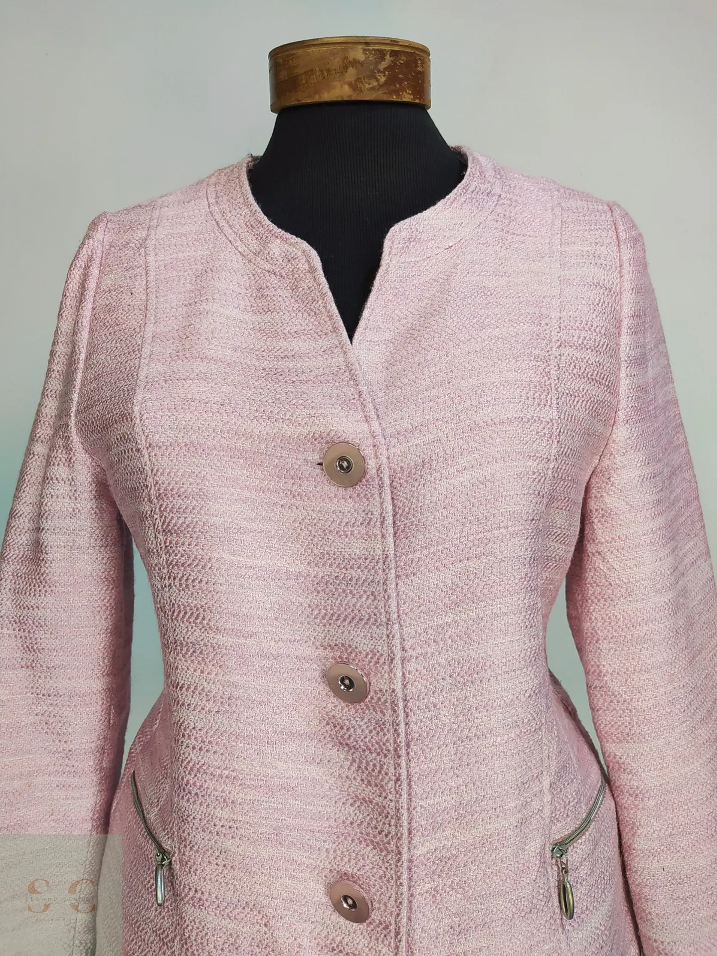 Chaqueta Corta Bouclé Texturizada Rosa AZ Modell Talla S 5