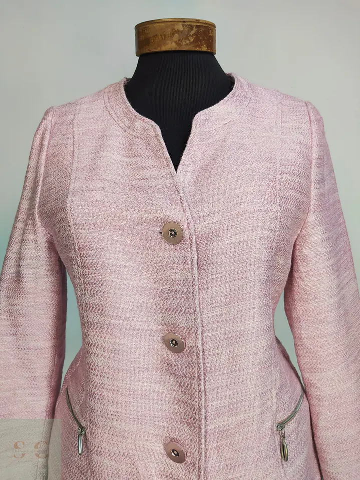 Chaqueta Corta Bouclé Texturizada Rosa AZ Modell Talla S 5