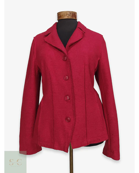Blazer Vintage Rojo en Paño de 100% Lana Talla M