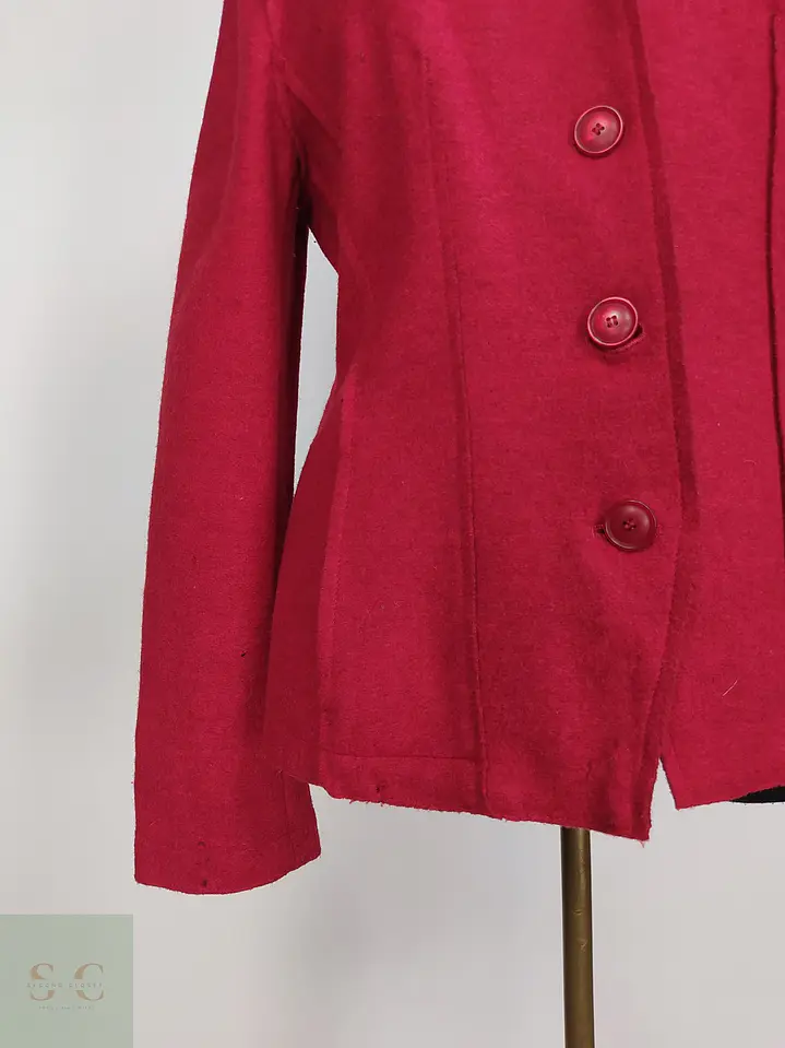 Blazer Vintage Rojo en Paño de Lana Enfieltrada Talla SM 3