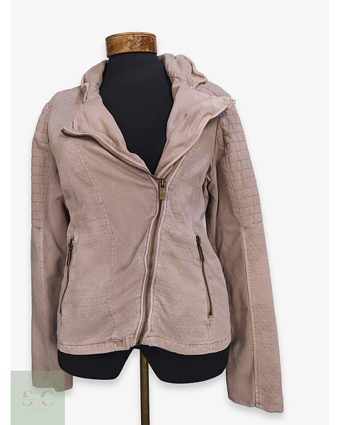 Chaqueta Biker Tom Tailor Texturizada Rosa Palo Talla M