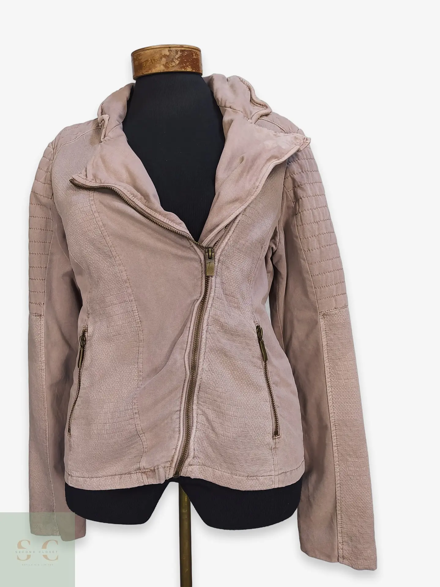 Chaqueta Biker Tom Tailor Texturizada Rosa Palo Talla SM 1