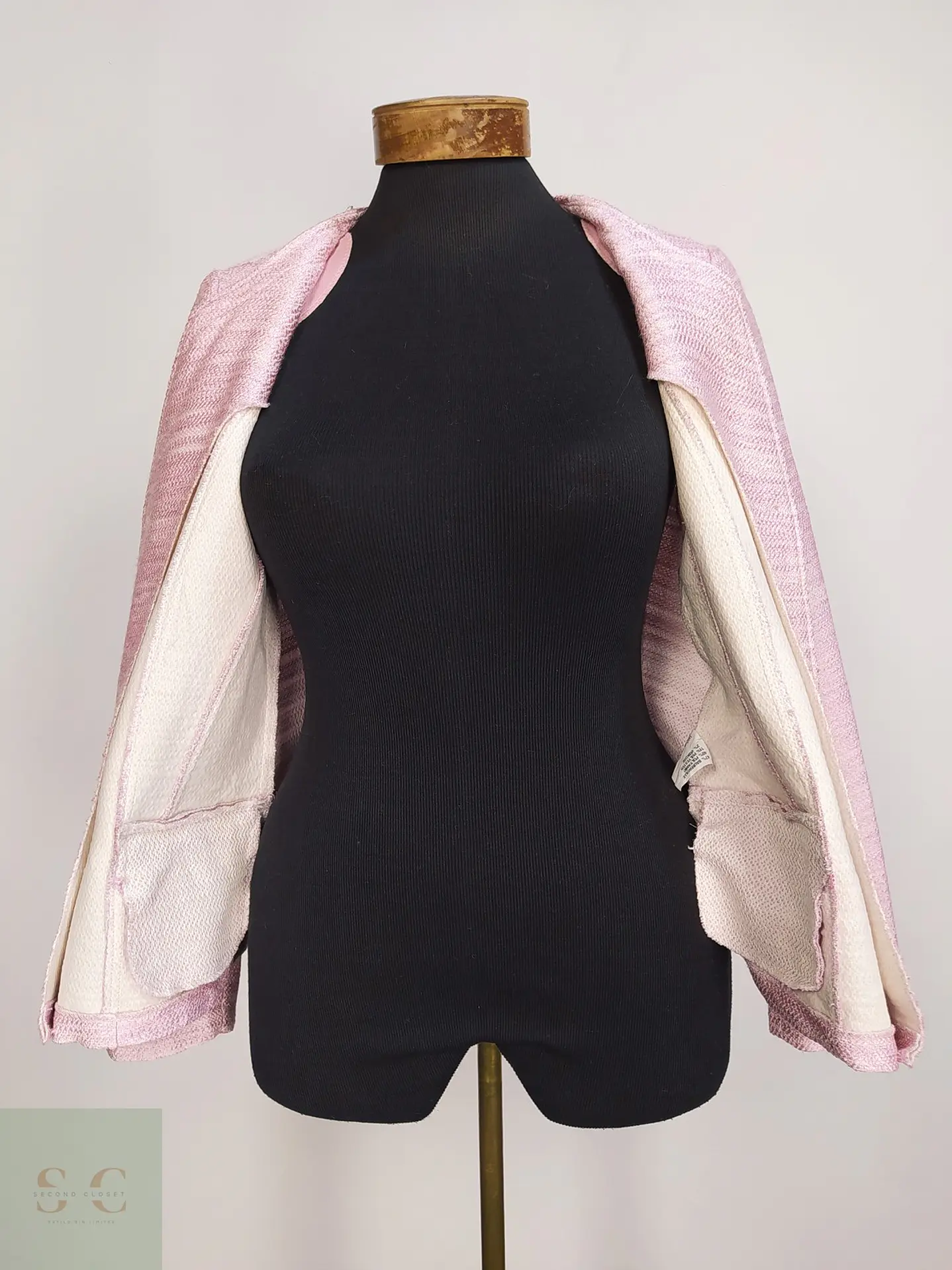 Chaqueta Corta Bouclé Texturizada Rosa AZ Modell Talla S 9