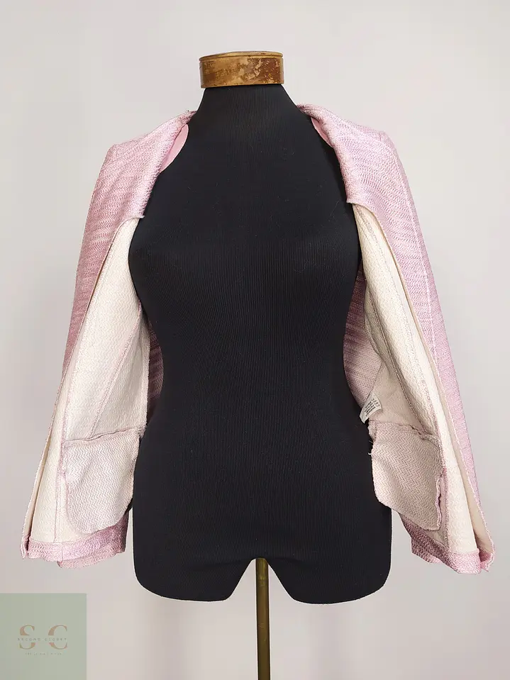Chaqueta Corta Bouclé Texturizada Rosa AZ Modell Talla S 9