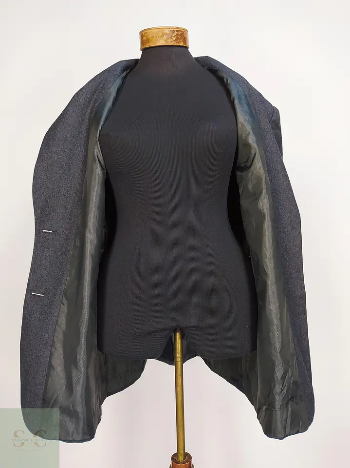 Blazer Vintage en Lana Virgen Gris Plomo con Botones Heráldicos Dorados Talla XXXL 6