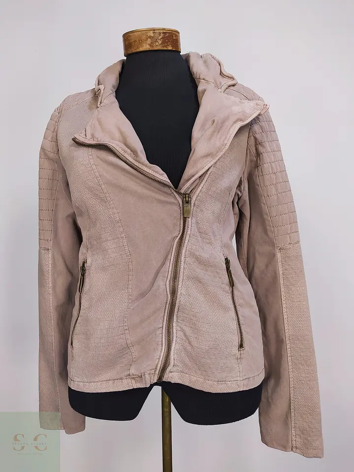 Chaqueta Biker Tom Tailor Texturizada Rosa Palo Talla SM 2