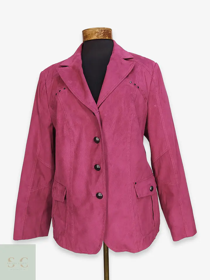 Chaqueta Blazer Walbusch Efecto Gamuza Fucsia Talla XL 1