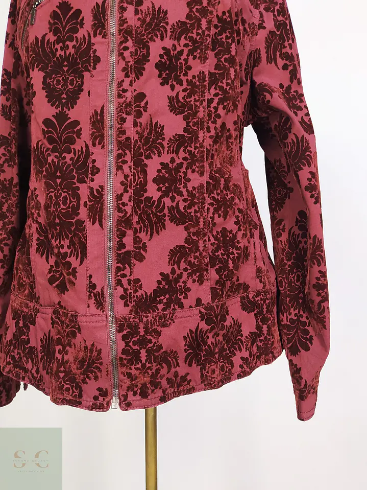 Chaqueta Burdeos en Algodón con Relieve Damasco Velvet Talla XL 4