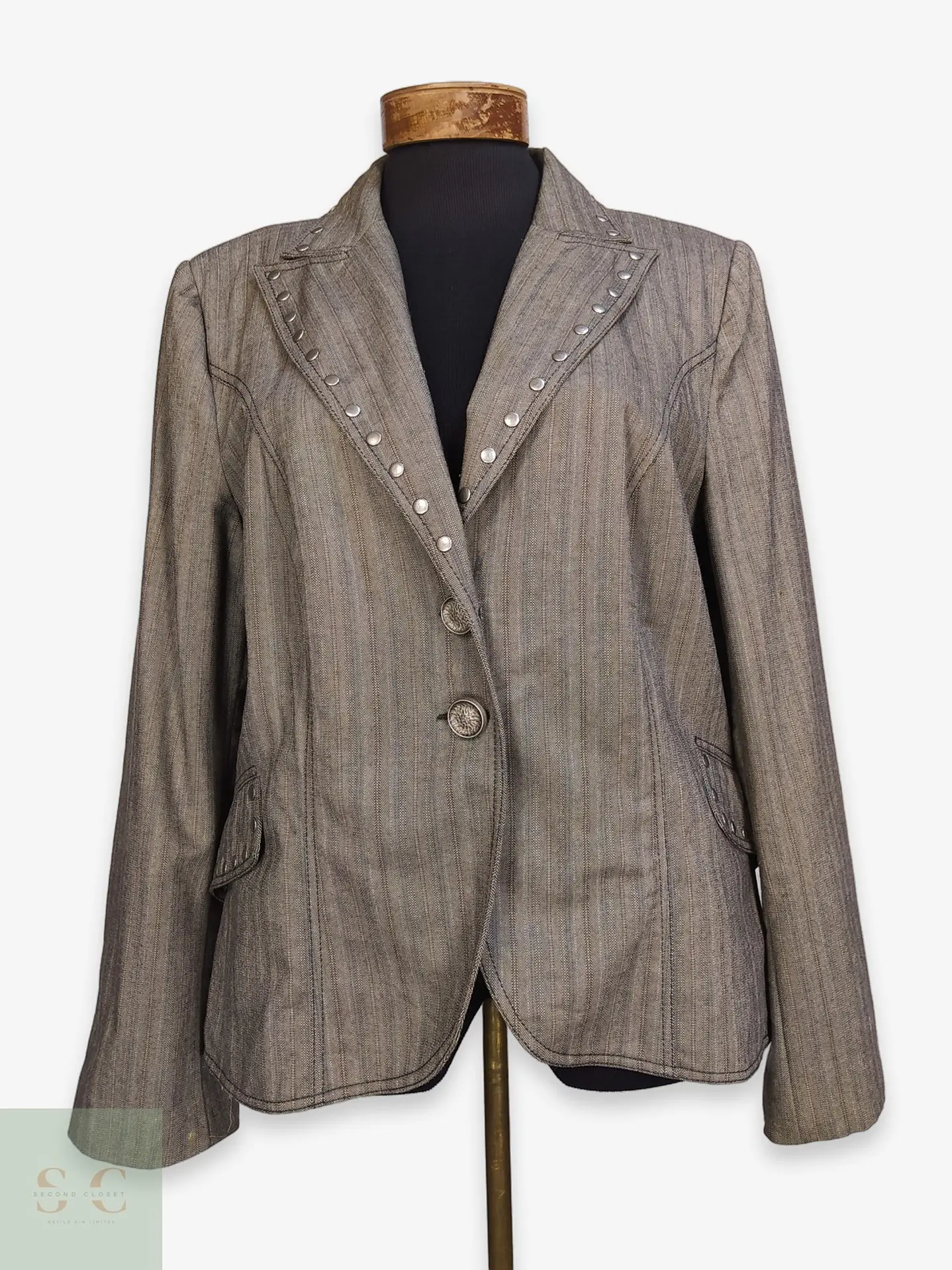 Chaqueta Blazer Monica In Donna Espiga con Apliques Talla L 1