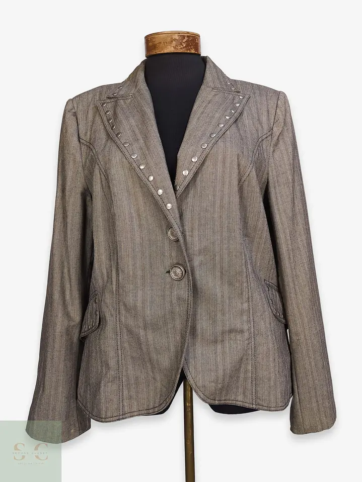 Chaqueta Blazer Monica In Donna Espiga con Apliques Talla L 1