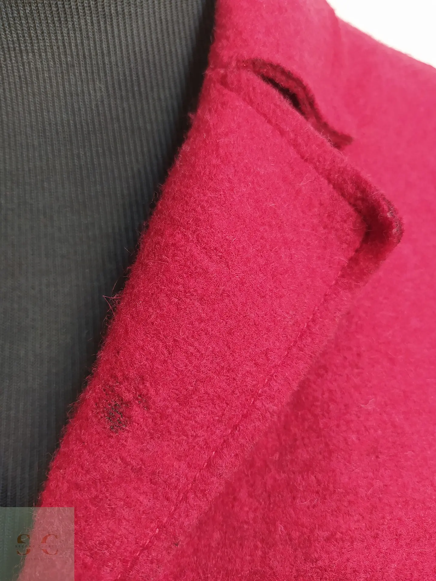 Blazer Vintage Rojo en Paño de Lana Enfieltrada Talla SM 7