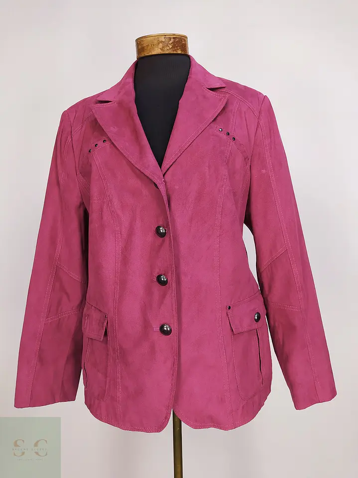 Chaqueta Blazer Walbusch Efecto Gamuza Fucsia Talla XL 2