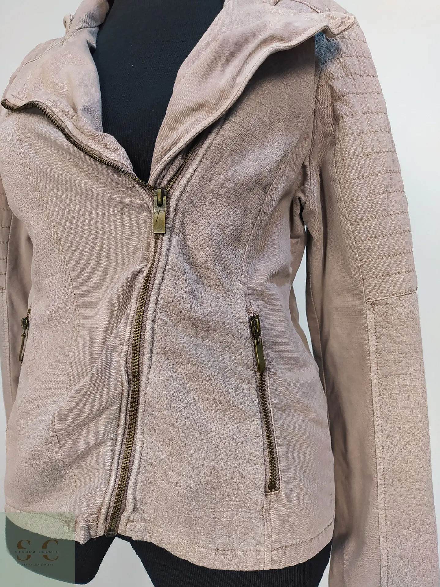 Chaqueta Biker Tom Tailor Texturizada Rosa Palo Talla SM 4