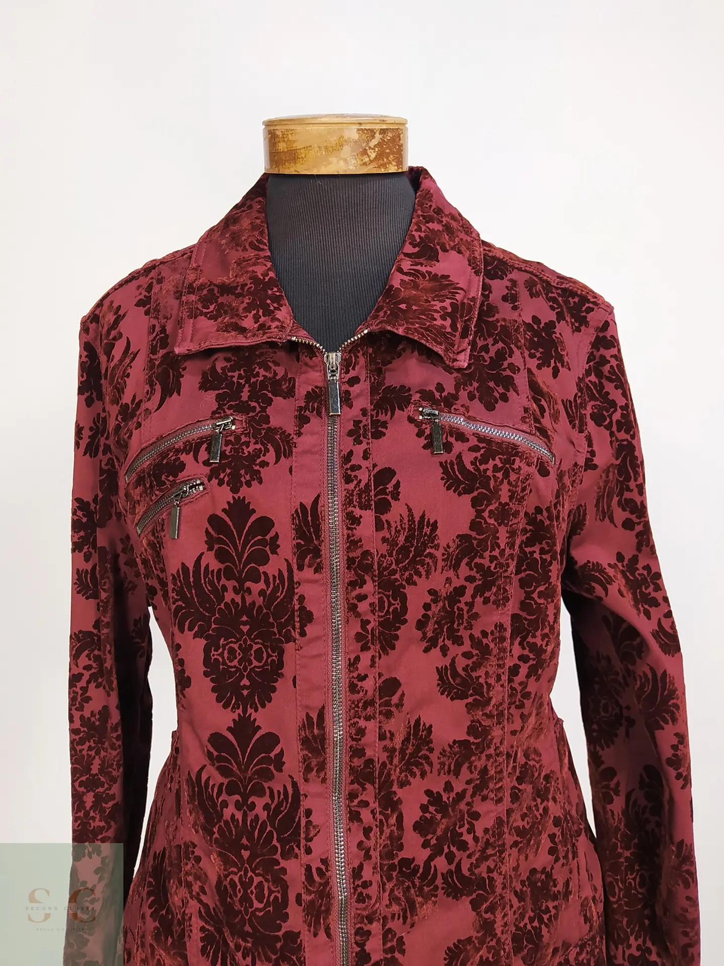 Chaqueta Burdeos en Algodón con Relieve Damasco Velvet Talla XL 5