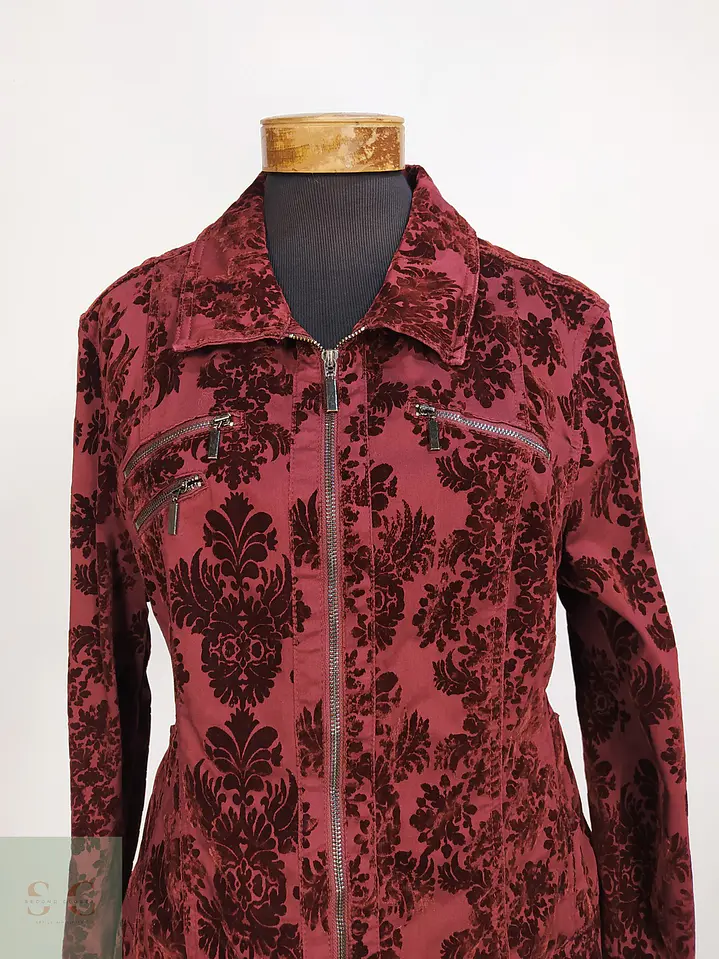 Chaqueta Burdeos en Algodón con Relieve Damasco Velvet Talla XL 5