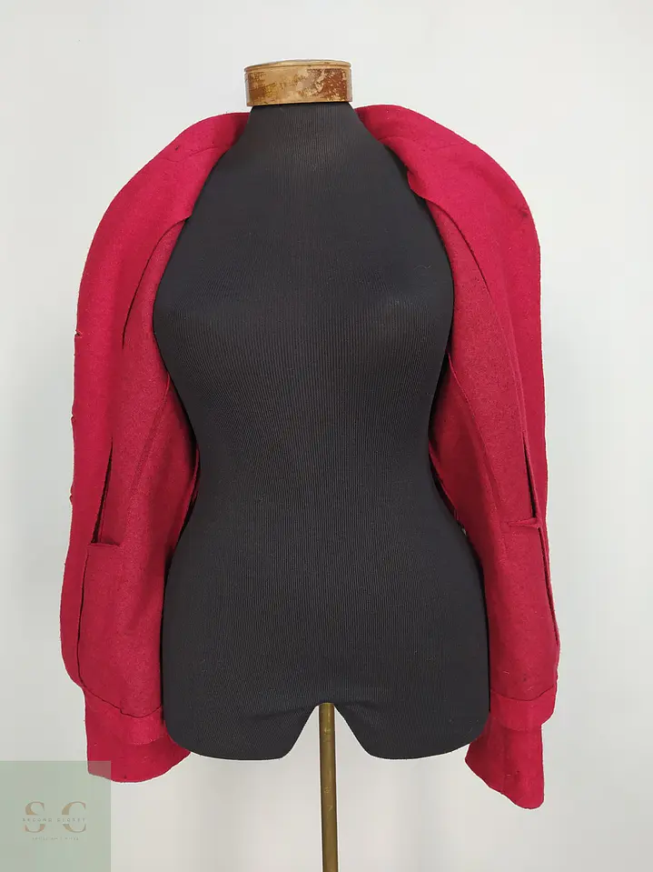 Blazer Vintage Rojo en Paño de Lana Enfieltrada Talla SM 8
