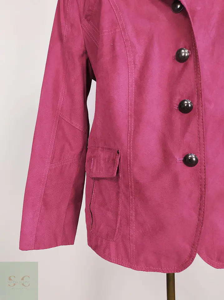 Chaqueta Blazer Walbusch Efecto Gamuza Fucsia Talla XL 3