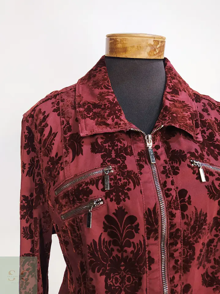 Chaqueta Burdeos en Algodón con Relieve Damasco Velvet Talla XL 6