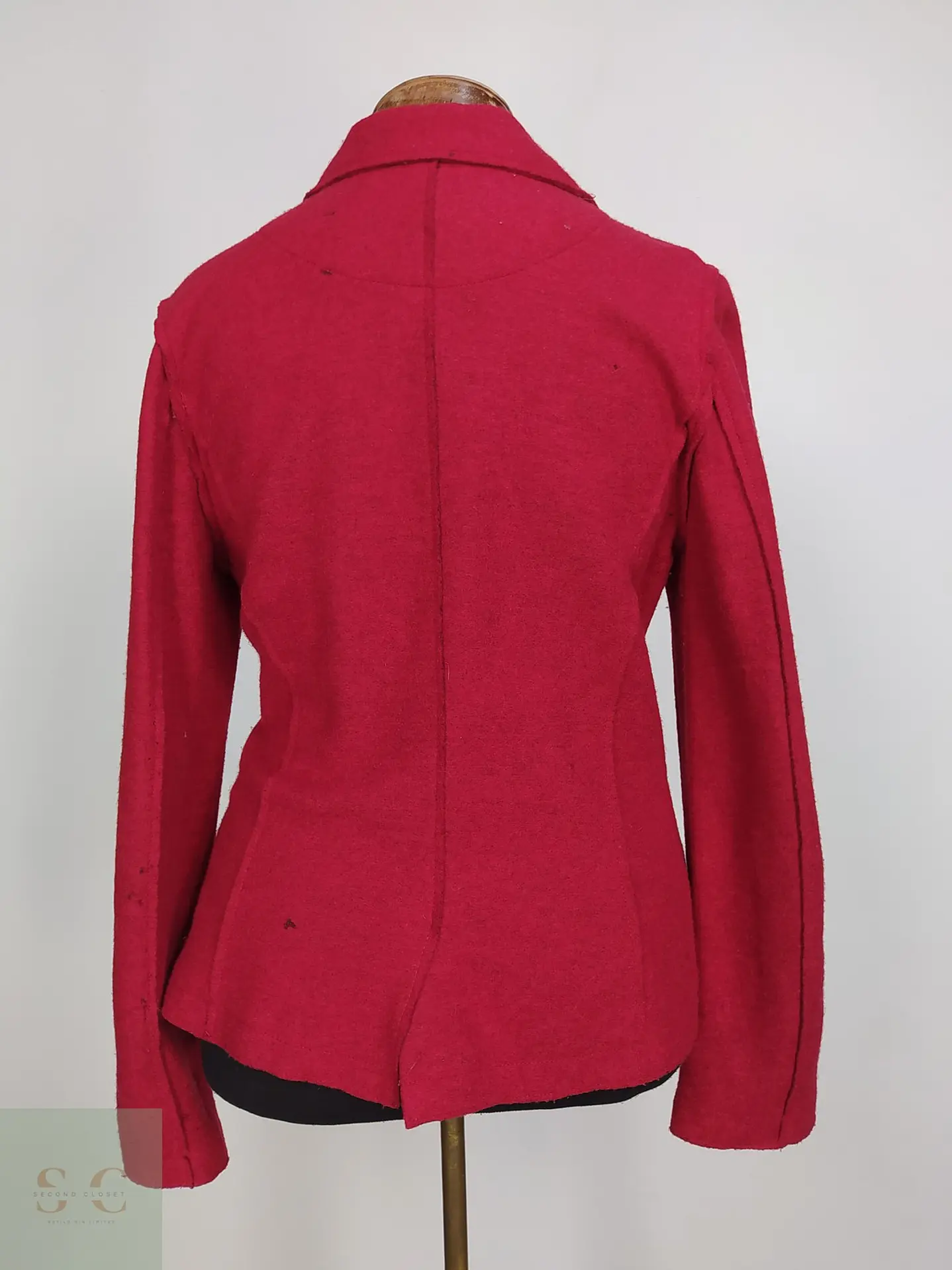 Blazer Vintage Rojo en Paño de Lana Enfieltrada Talla SM 9