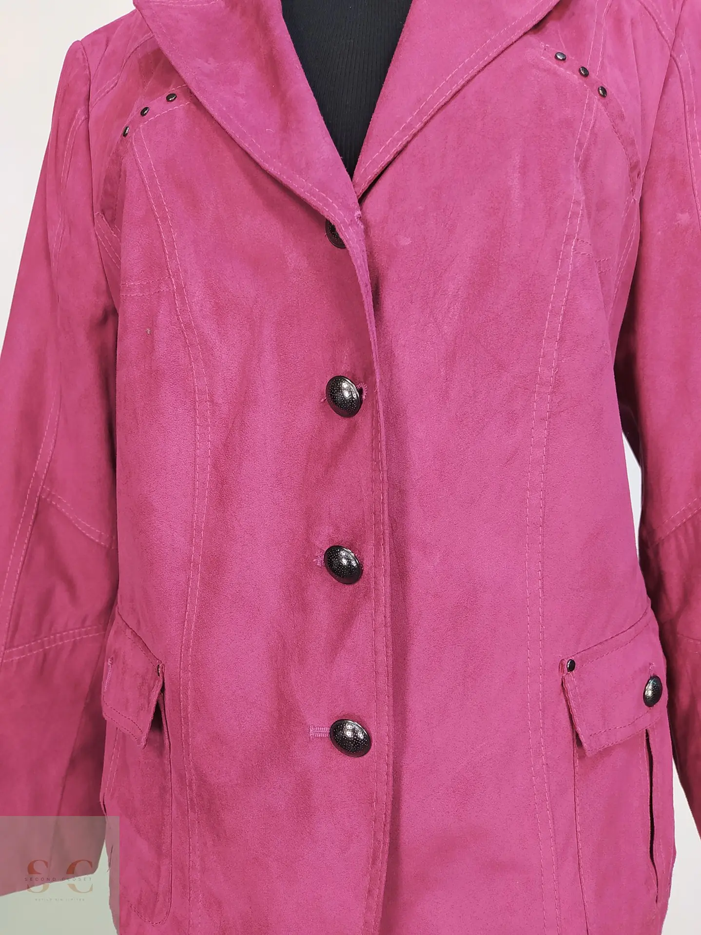 Chaqueta Blazer Walbusch Efecto Gamuza Fucsia Talla XL 4