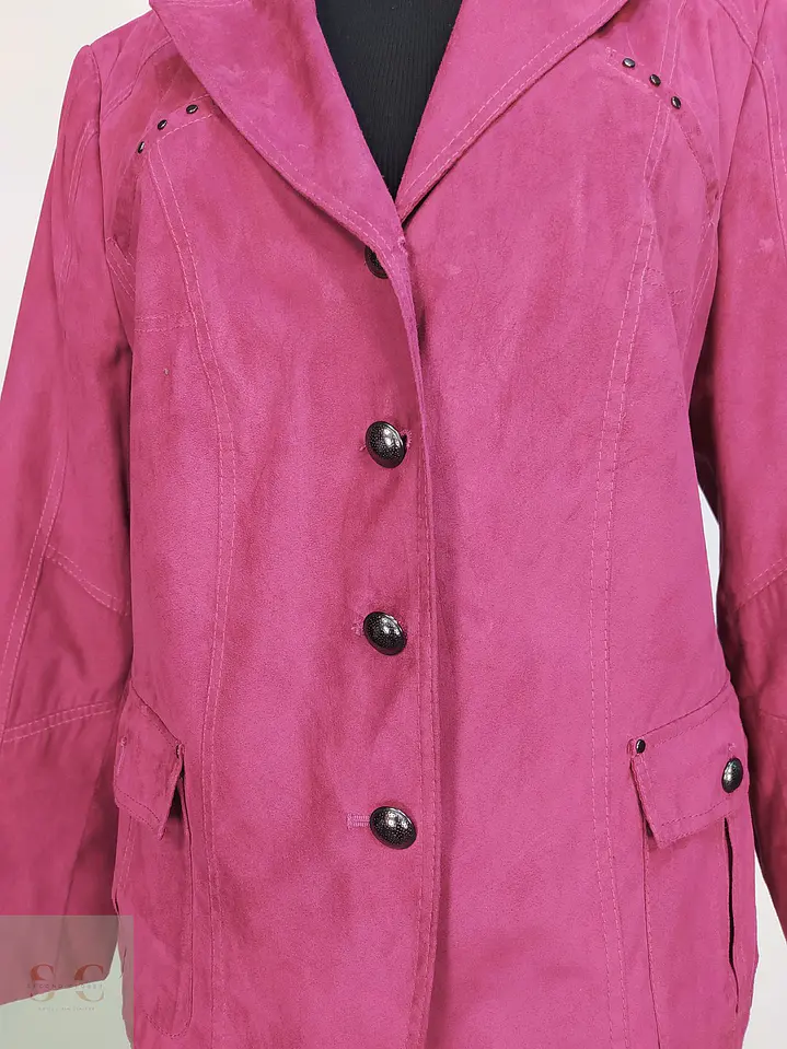 Chaqueta Blazer Walbusch Efecto Gamuza Fucsia Talla XL 4