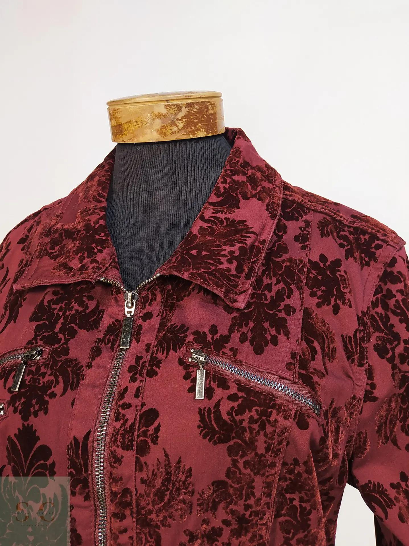 Chaqueta Burdeos en Algodón con Relieve Damasco Velvet Talla XL 7