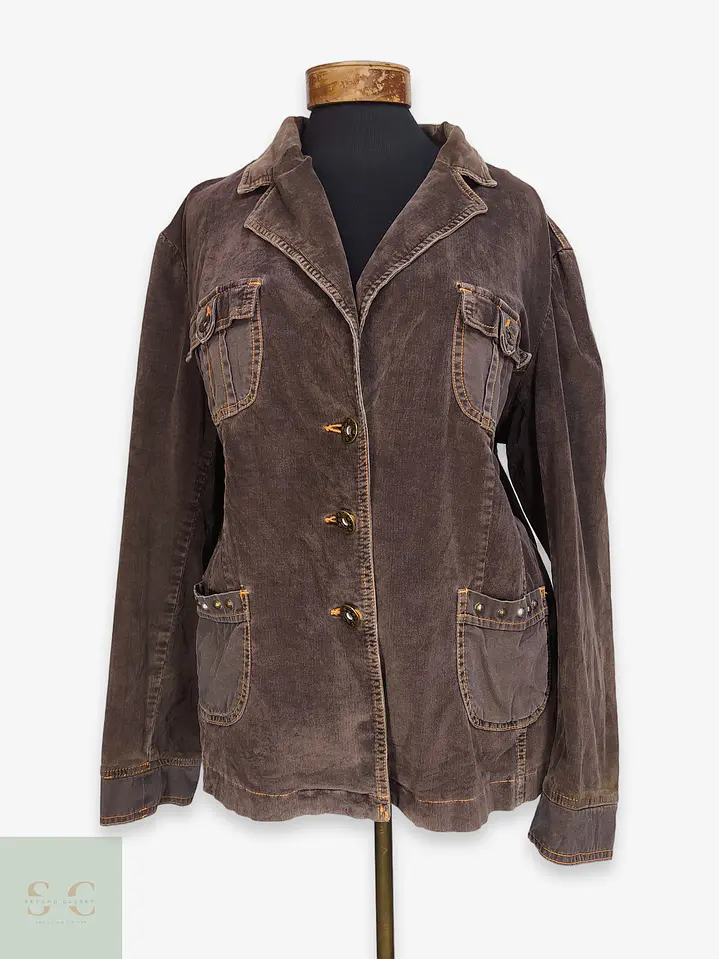 Chaqueta Wissmach de Cotelé en Algodón Café Talla XXL 1