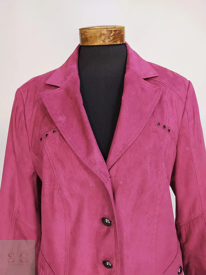 Chaqueta Blazer Walbusch Efecto Gamuza Fucsia Talla XL 5