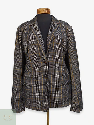 Blazer Tommy Hilfiger a Cuadros Gris y Mostaza Talla XXXL