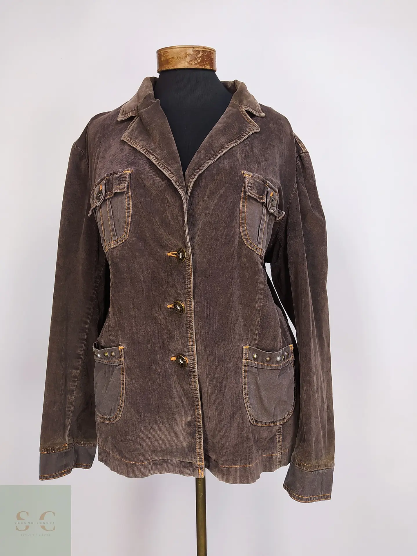 Chaqueta Wissmach de Cotelé en Algodón Café Talla XXL 2