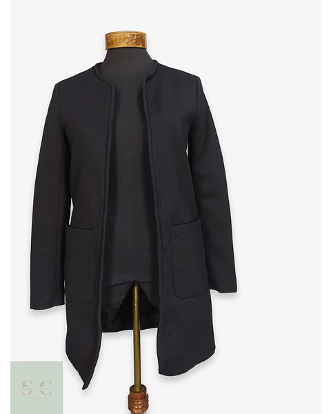 Tapado Largo Negro Texturizado Minimalista Talla SM