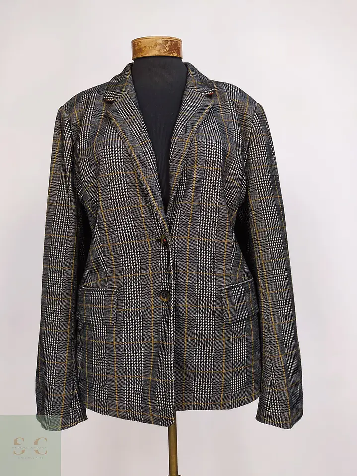 Blazer Tommy Hilfiger a Cuadros Gris y Mostaza Talla XXXL 2