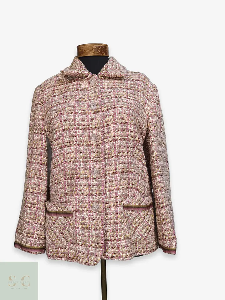 Chaqueta Tweed Gerry Weber Rosa en Mezcla de Lana Talla M 1