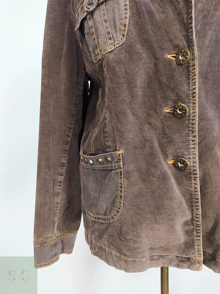 Chaqueta Wissmach de Cotelé en Algodón Café Talla XXL 3