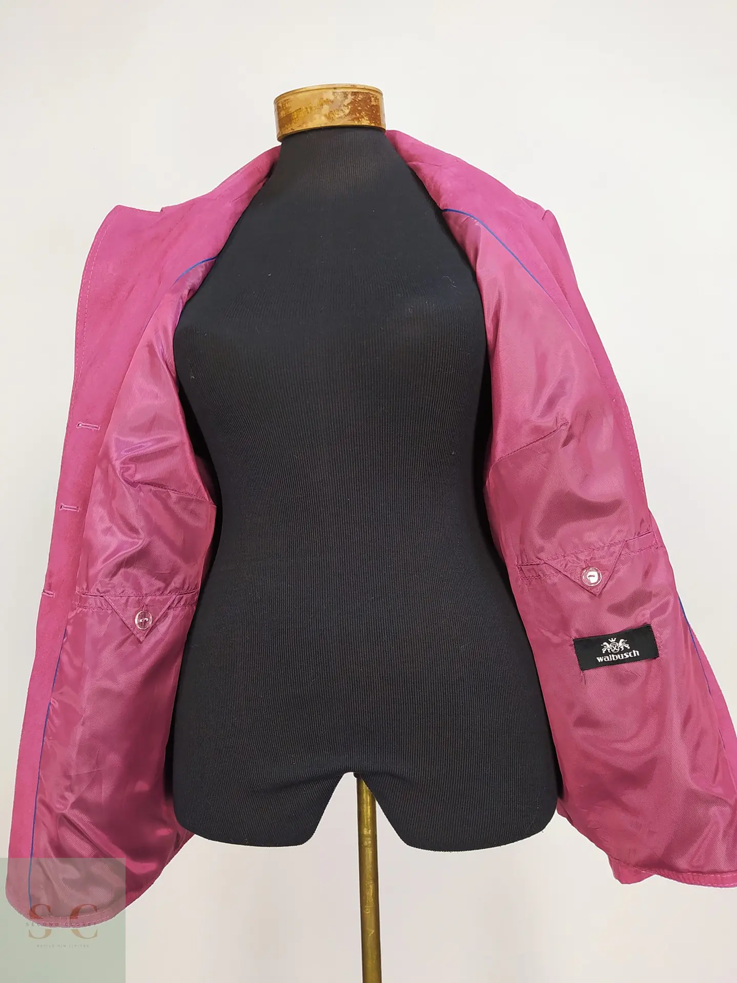 Chaqueta Blazer Walbusch Efecto Gamuza Fucsia Talla XL 7