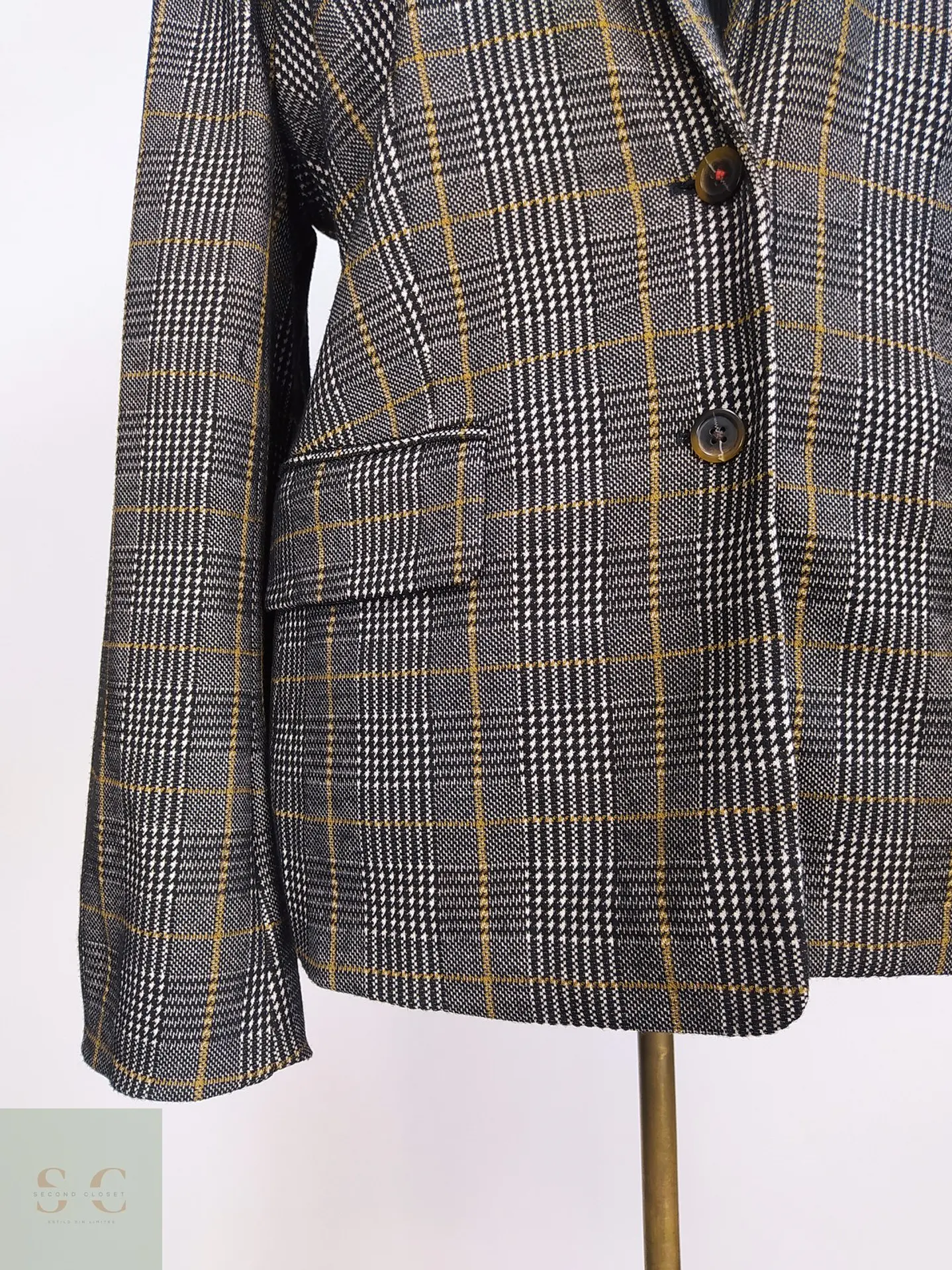 Blazer Tommy Hilfiger a Cuadros Gris y Mostaza Talla XXXL 3