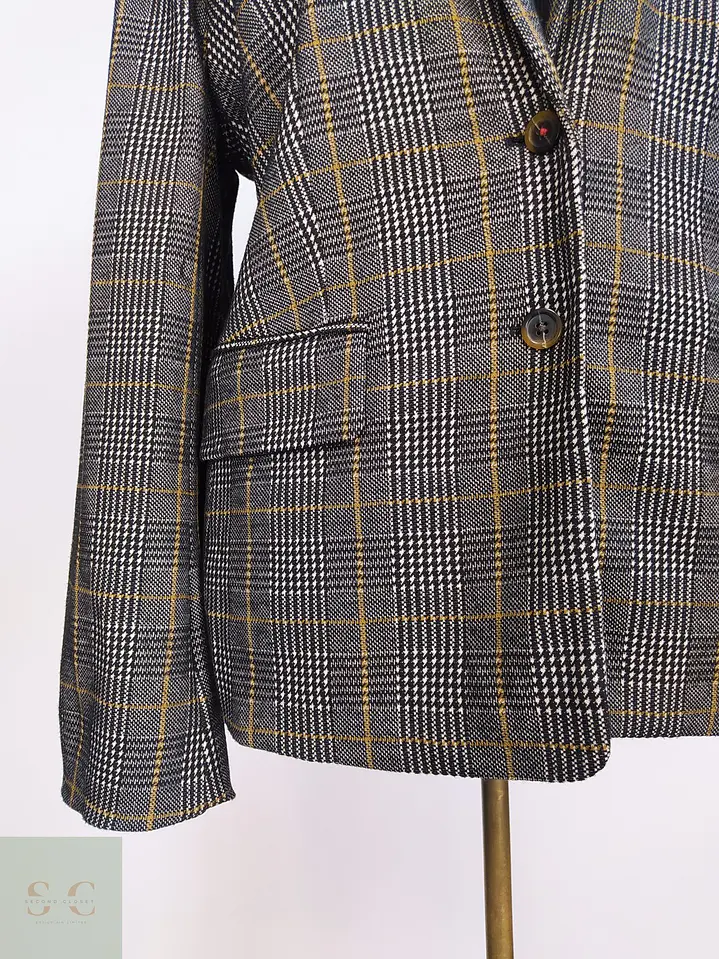 Blazer Tommy Hilfiger a Cuadros Gris y Mostaza Talla XXXL 3