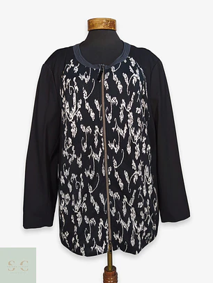 Chaqueta Gelco Jacquard Monocromática con Cierre Metálico Talla XXL