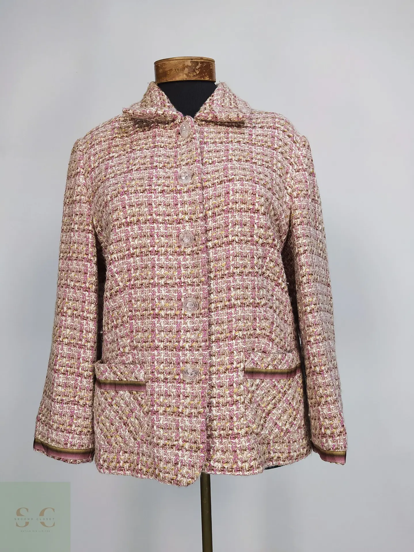 Chaqueta Tweed Gerry Weber Rosa en Mezcla de Lana Talla M 2