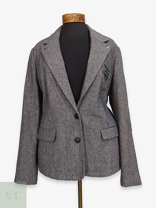 Chaqueta Blazer 4 Wards Tweed Plomo Lana Talla L