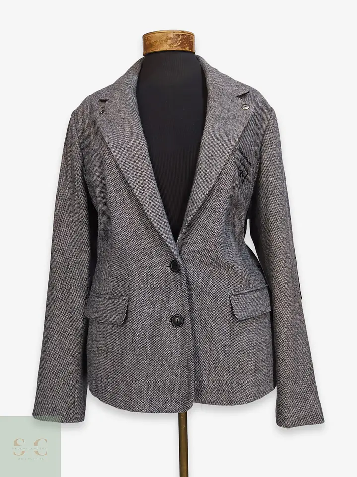 Chaqueta Blazer 4 Wards Tweed Plomo Lana Talla L 1
