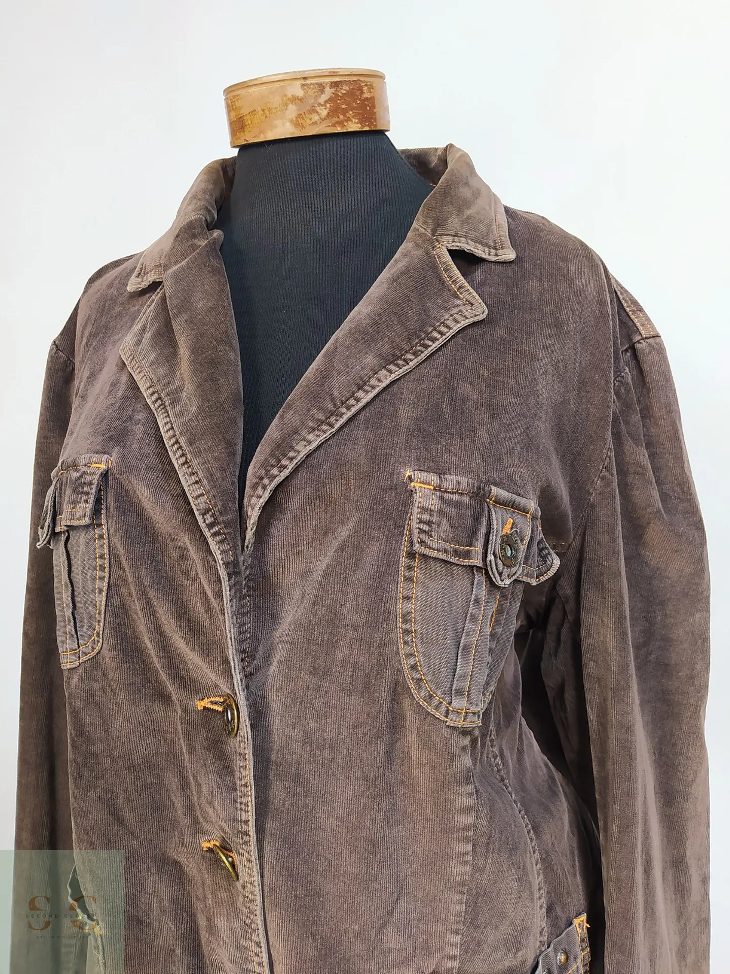 Chaqueta Wissmach de Cotelé en Algodón Café Talla XXL 5